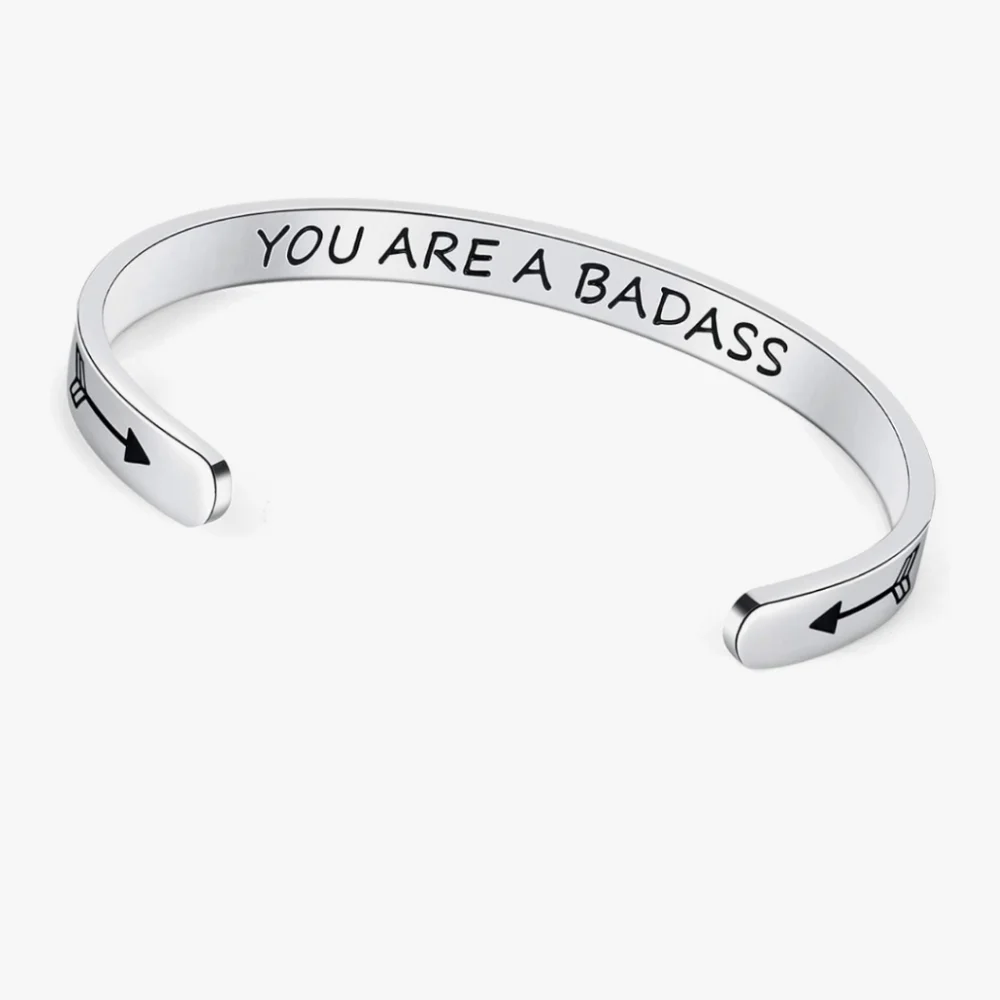 Silver Inspirational Cuff Bracelet